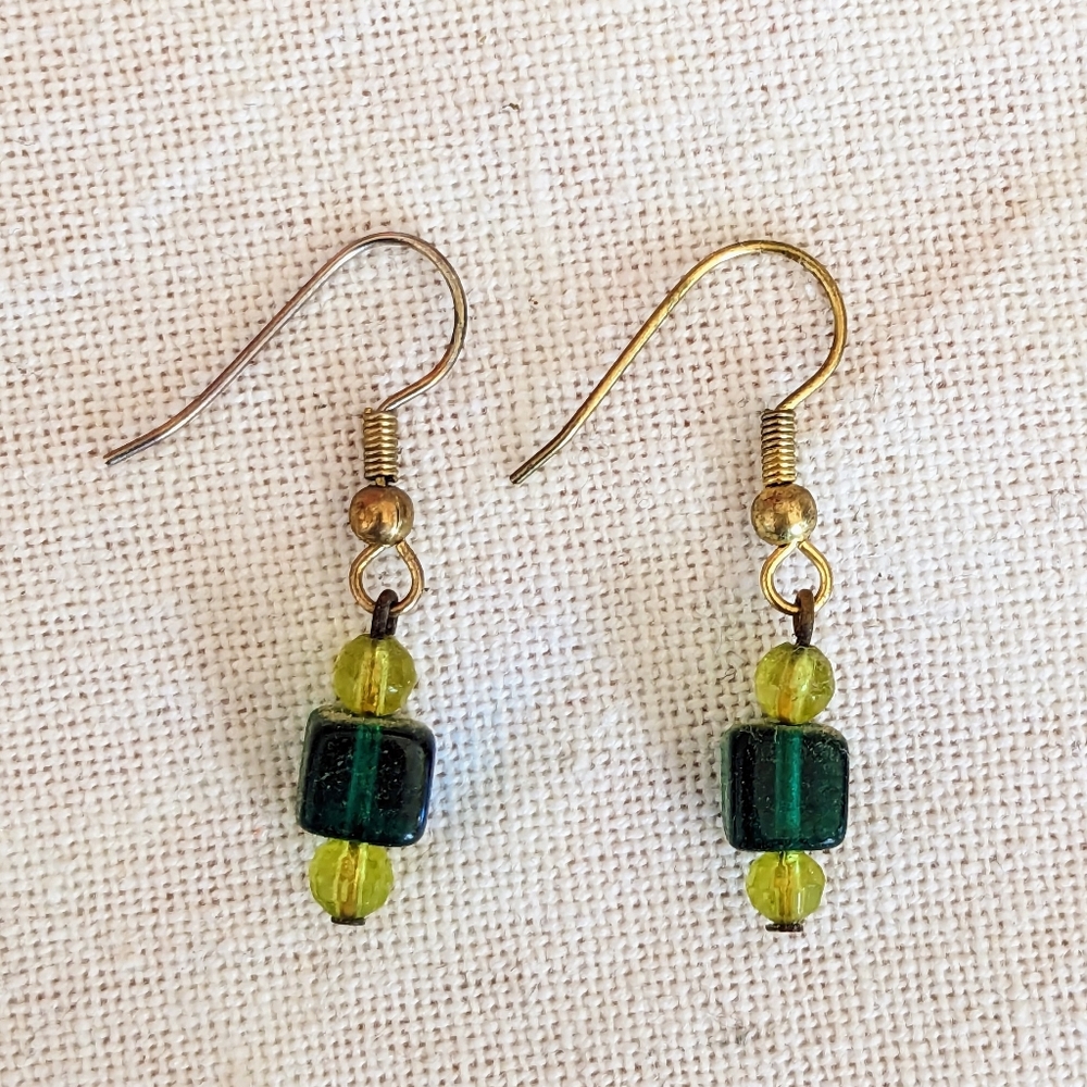Vintage Green Ice Cube Earrings